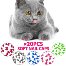 Load image into Gallery viewer, 20 - Cat Kitty Paw Beauty Fingernail Cap + Glue Gun Soft Rubber Nail Cover/Claw Hat Pet Products Pet nails
